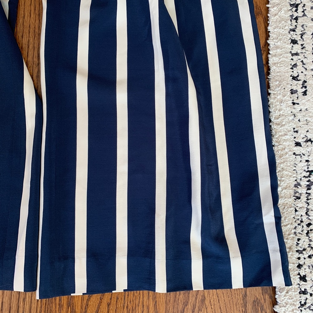Ralph Lauren Purple Label Navy and White Vertical Stripe Wide Leg Pants - Picture 4 of 8
